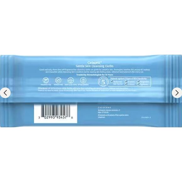 Cetaphil Gentle Skin Cleansing Cloths Fragrance Free 10 Moistened Cloths s31 b1 - Picture 5 of 7